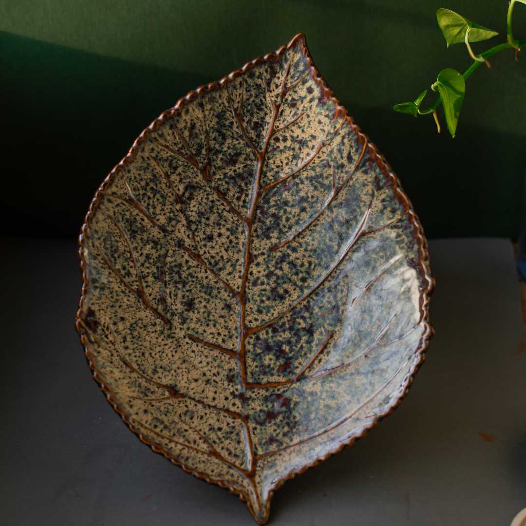 Vriksh Ceramic Leaf Platter Amalfiee Ceramics