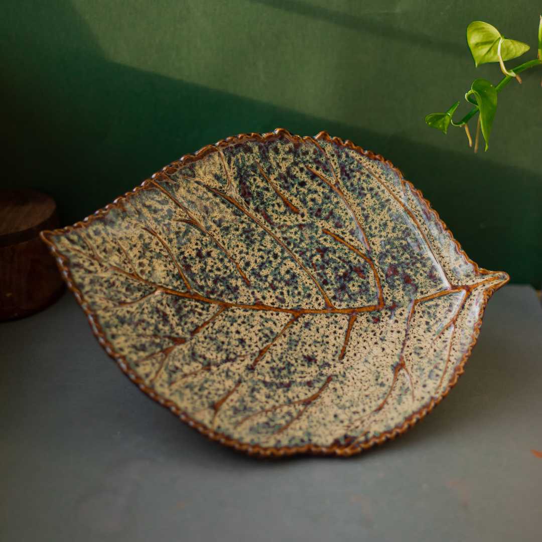 Vriksh Ceramic Leaf Platter Amalfiee Ceramics