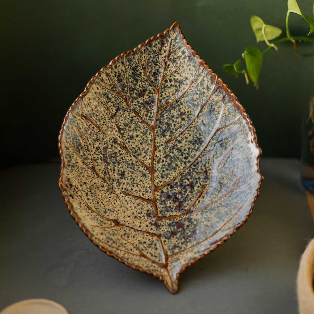 Vriksh Ceramic Leaf Platter Amalfiee Ceramics