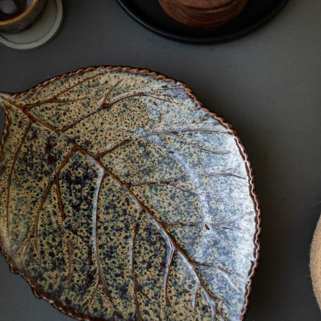 Vriksh Ceramic Leaf Platter Amalfiee Ceramics