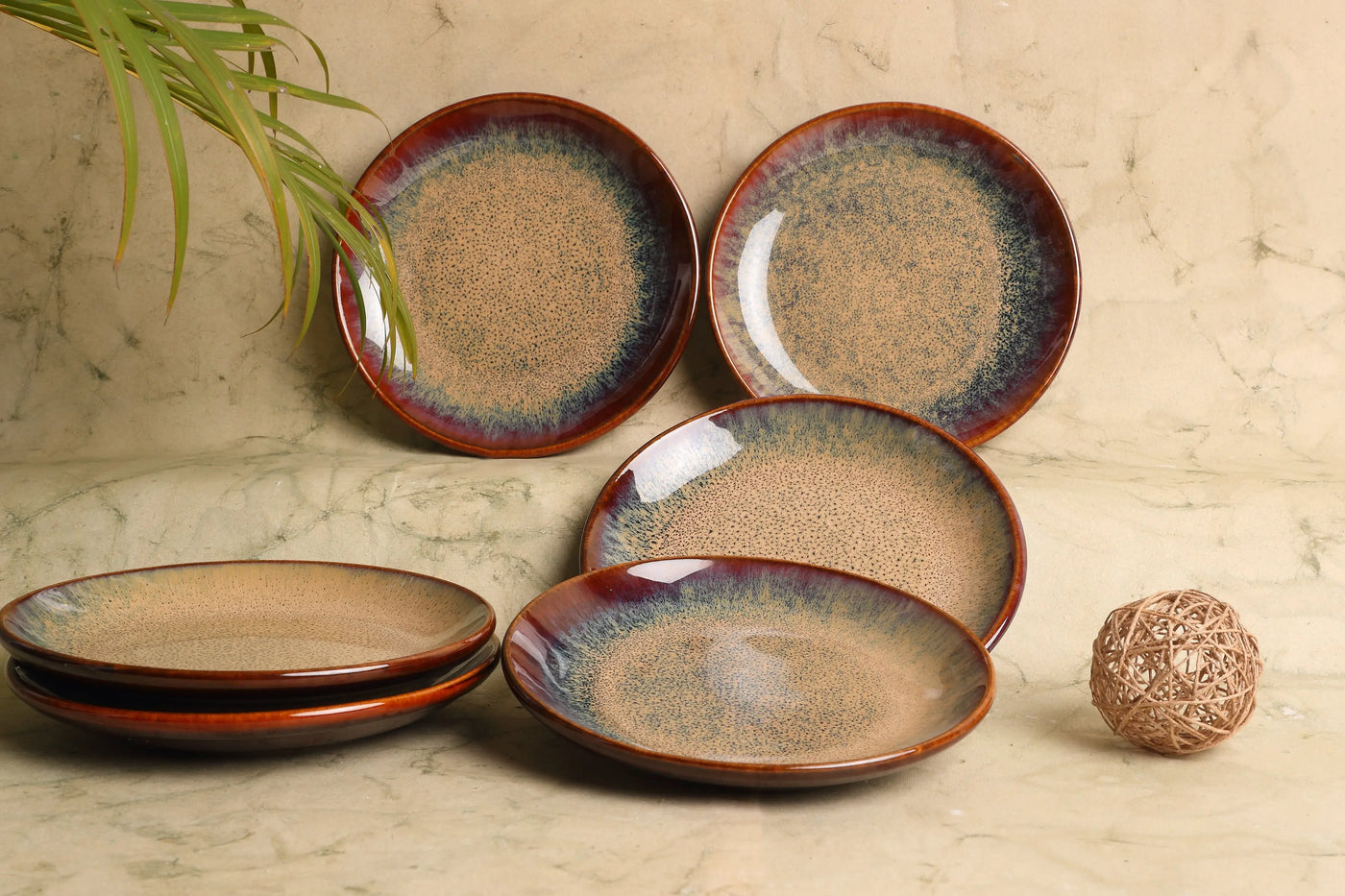 Vriksh Ceramic Quarter Salad Plate set of 6 Amalfiee_Ceramics