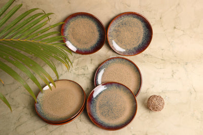 Vriksh Ceramic Quarter Salad Plate set of 6 Amalfiee_Ceramics