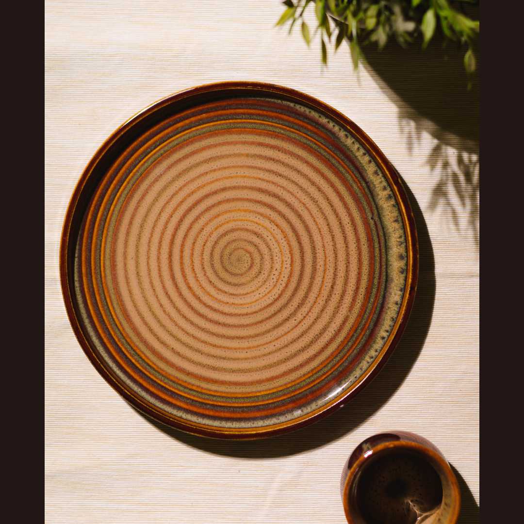 Vriksh Raised Rimmed Ceramic Dinner Plate Amalfiee_Ceramics