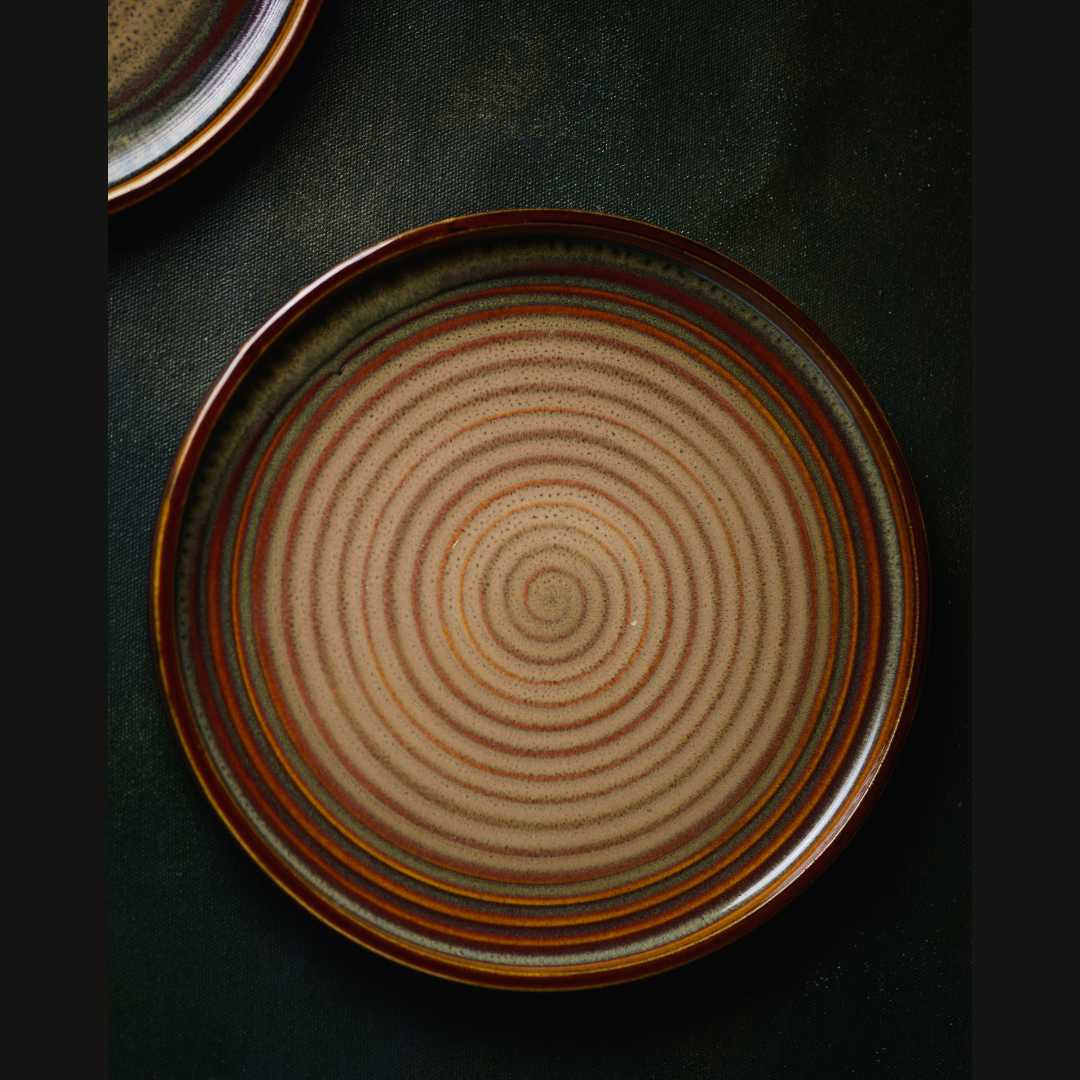 Vriksh Raised Rimmed Ceramic Dinner Plate Set of 4 Amalfiee_Ceramics