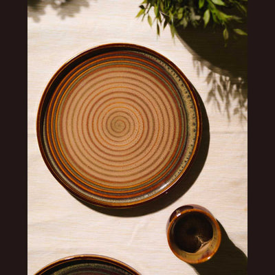 Vriksh Raised Rimmed Ceramic Dinner Plate Set of 6 Amalfiee_Ceramics