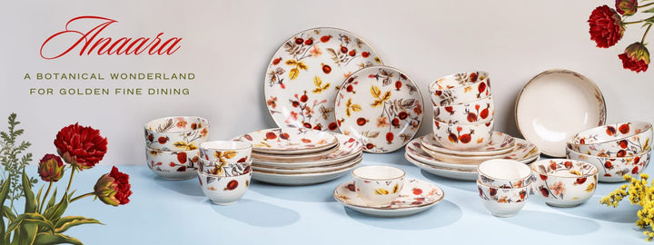 Anaara Floral Printed Dinner Set of 21 pcs