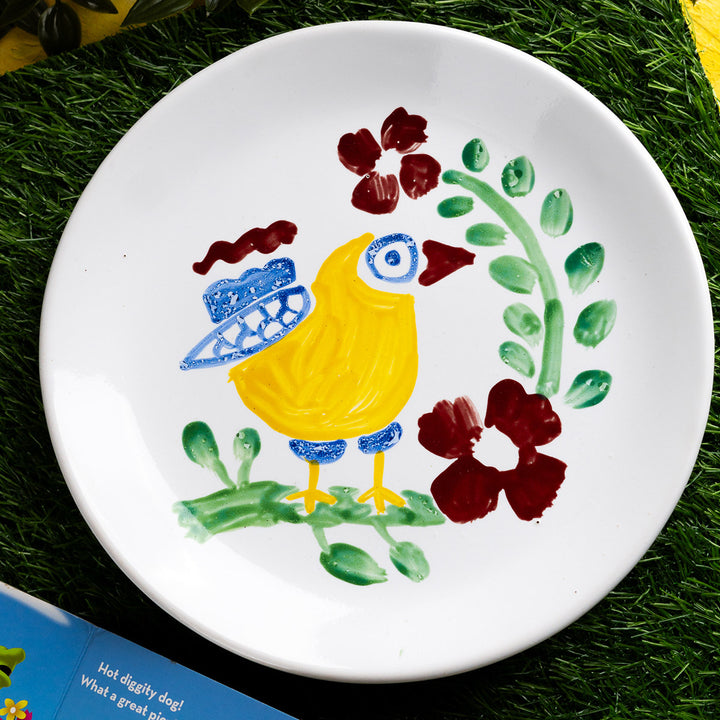 Yellow Bird Handpainted Wall Decor Ceramic Single Plate