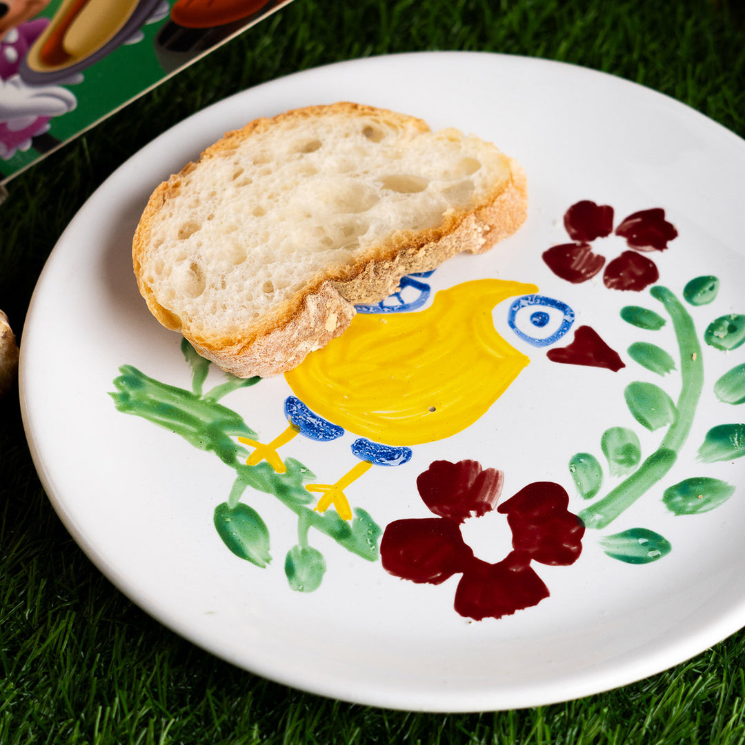 Yellow Bird Handpainted Wall Decor Ceramic Single Plate