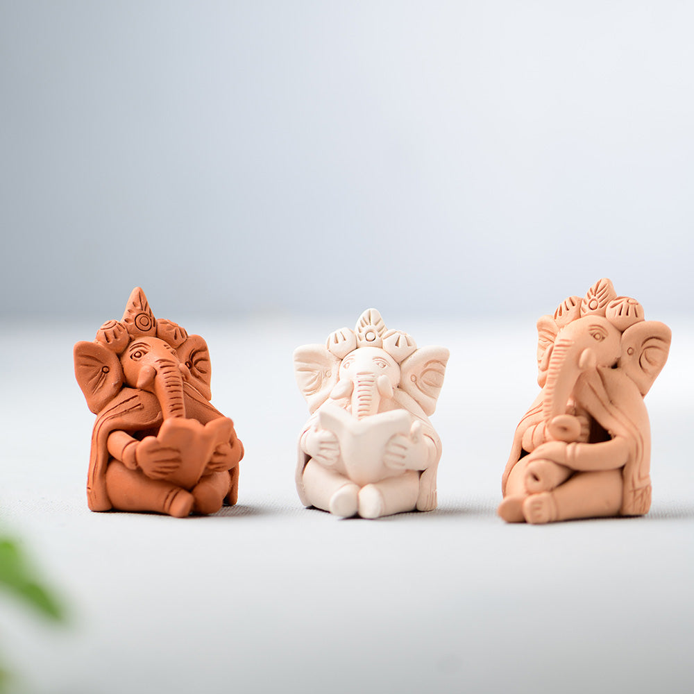 Terracotta Ganpati Sculptures Set of 3