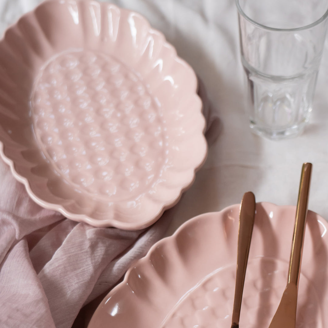 Blush Pink Artisanal Ceramic Medium Oval Platter