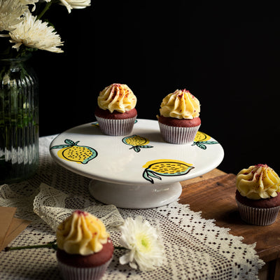 Zesty Lime Printed Ceramic Cake Stand