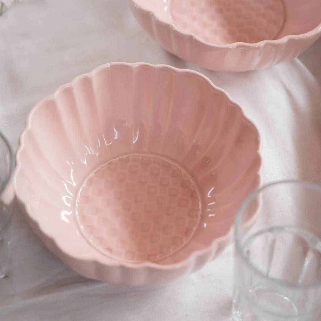 Blush Pink Artisanal Ceramic Large Serving Bowl