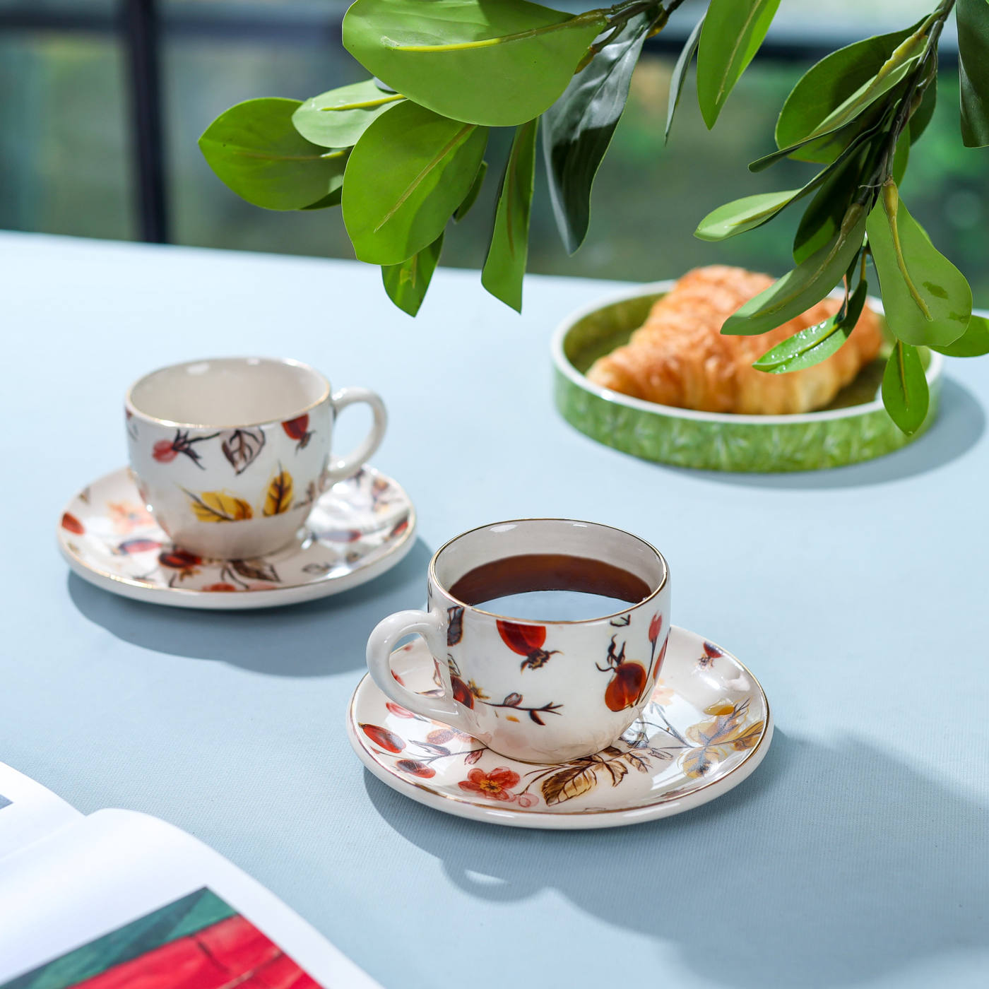 Anaara Floral Printed Ceramic Tea Set of 7 pcs