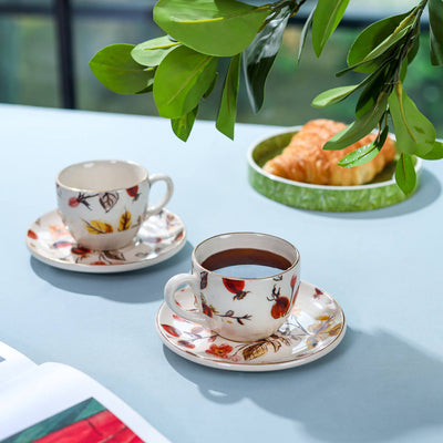 Anaara Floral Printed Ceramic Tea Set of 7 pcs