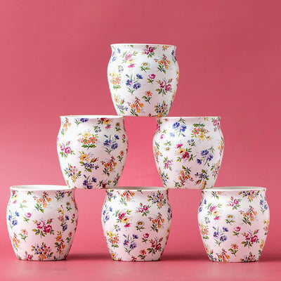 Eden's Bloom Floral Ceramic Kulhad Set of 6