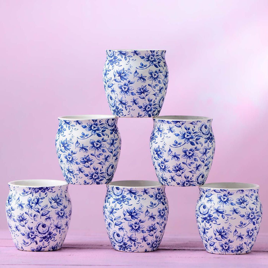 Neelambar Floral Ceramic  Kulhad Set of 6 pcs