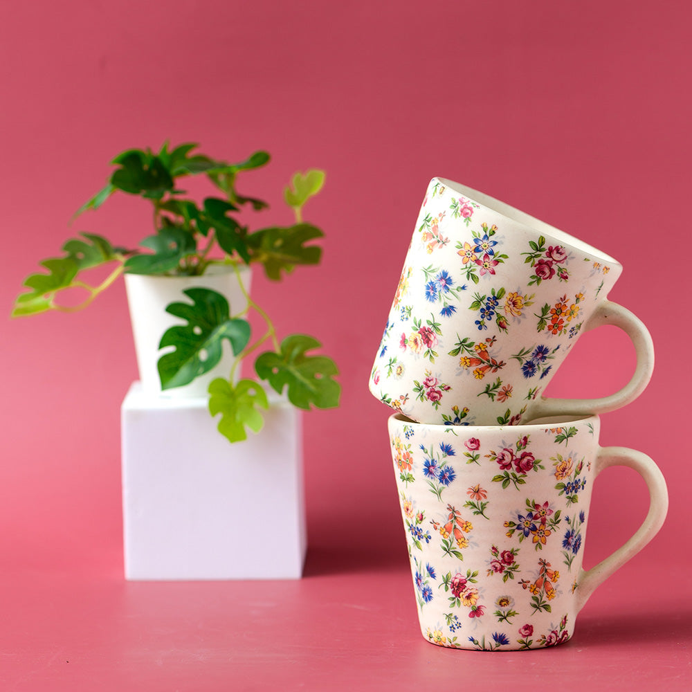 Eden's Bloom Floral Ceramic Mugs