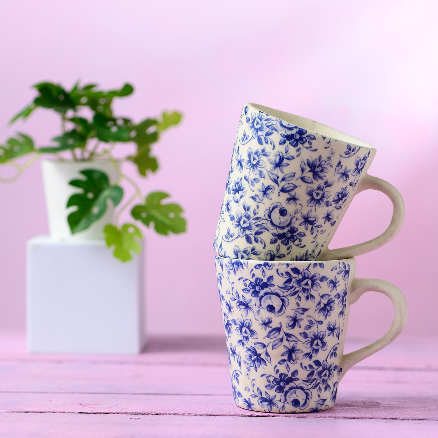 Neelambar Floral  Ceramic Mugs Set of 6 pcs
