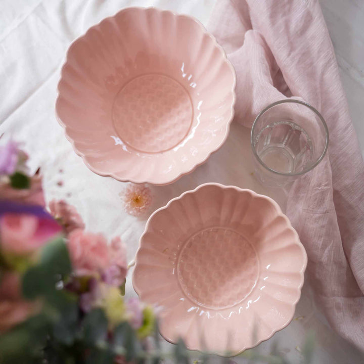 Blush Pink Artisanal Ceramic Dinner Set of 56 pcs