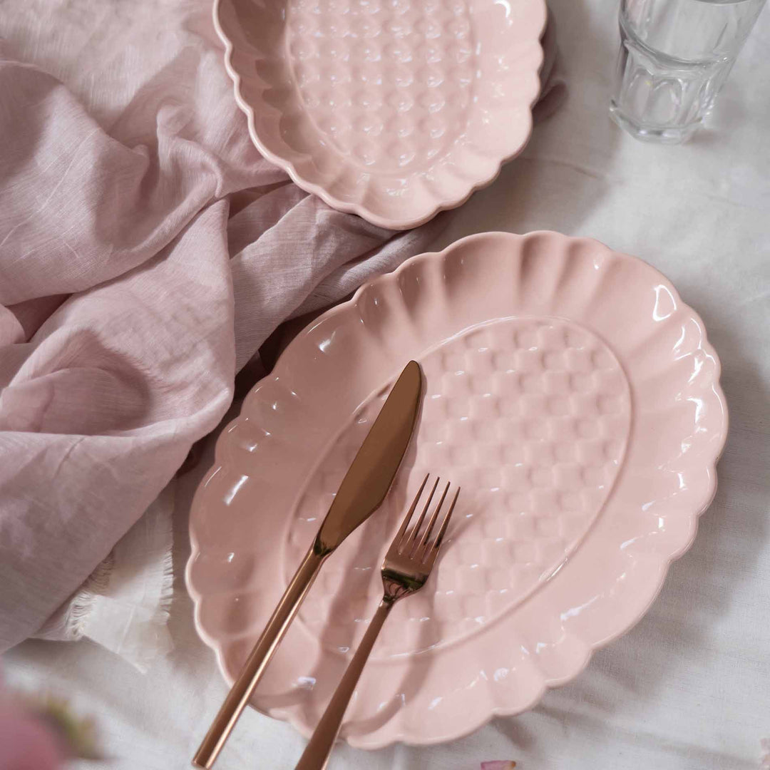 Blush Pink Artisanal Ceramic Dinner Set of 56 pcs