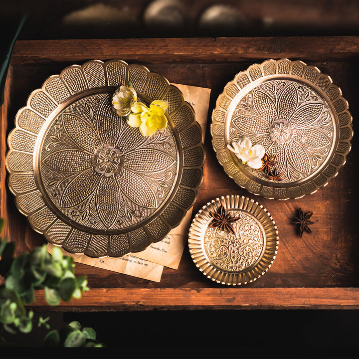 Saubhagya Serving Platters and Decor with Gold Finish Set of 13