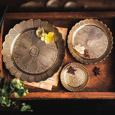 Saubhagya Serving Platters and Decor with Gold Finish Set of 13