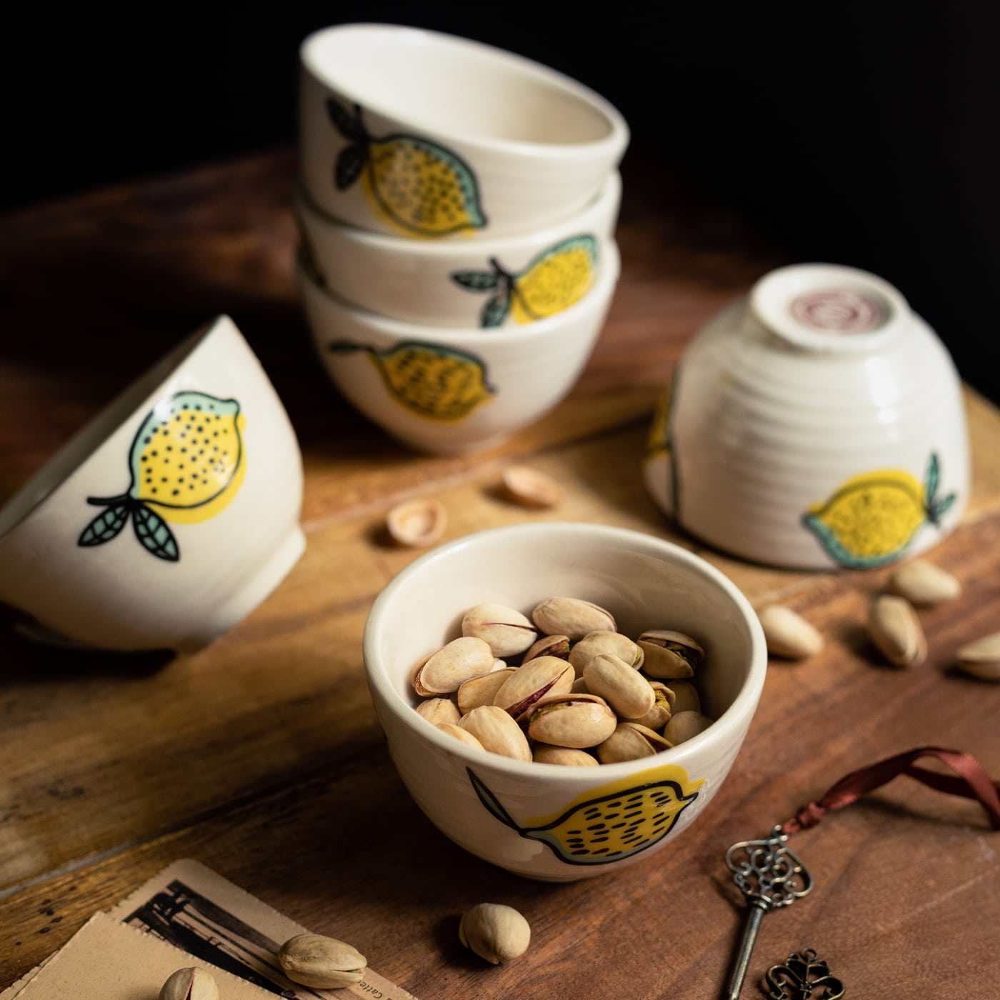 Zesty Lime Printed Ceramic Portion Bowls