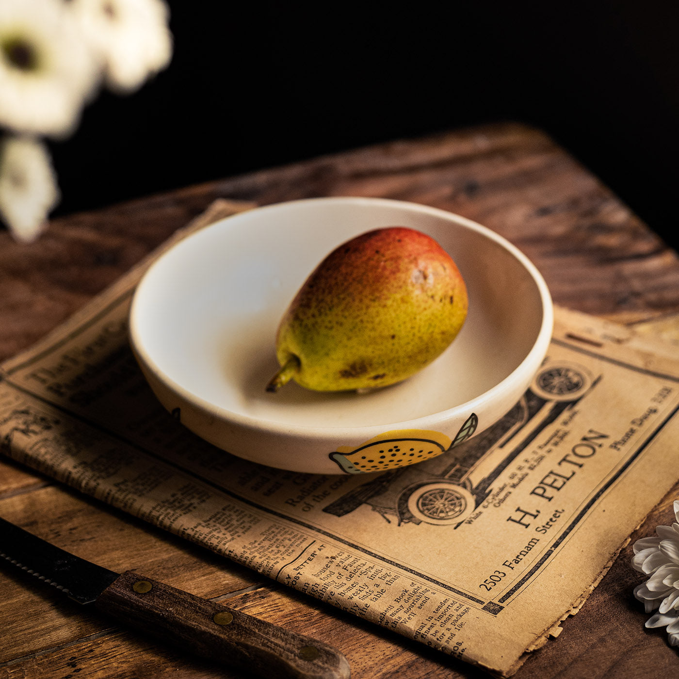 Zesty Lime Printed Ceramic Big Serving Bowl