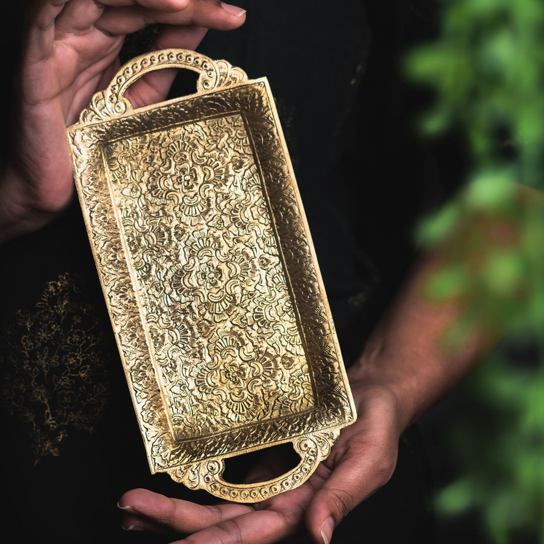Saubhagya Serving Platters and Decor with Gold Finish Set of 13