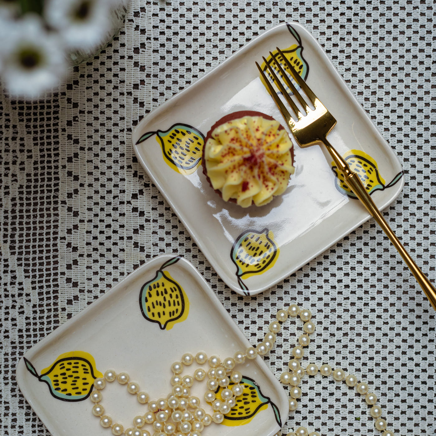 Zesty Lime Printed Ceramic Square Platters