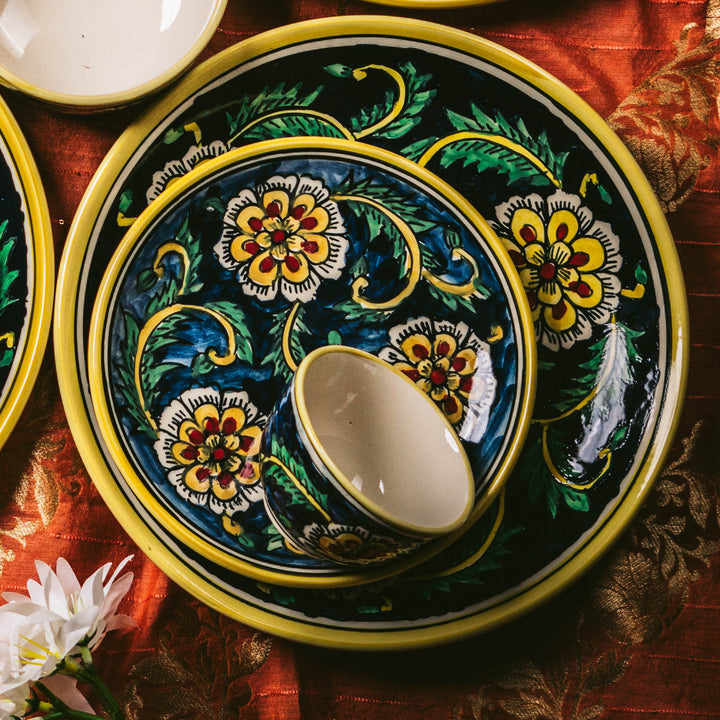 Marigold Handpainted Floral Ceramic Dinner Set of 12 pcs
