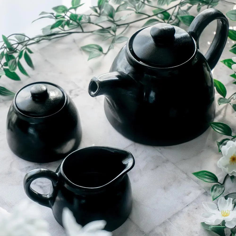 Aamaya Grand Black Ceramic Tea set of 3 Pcs Amalfiee_Ceramics