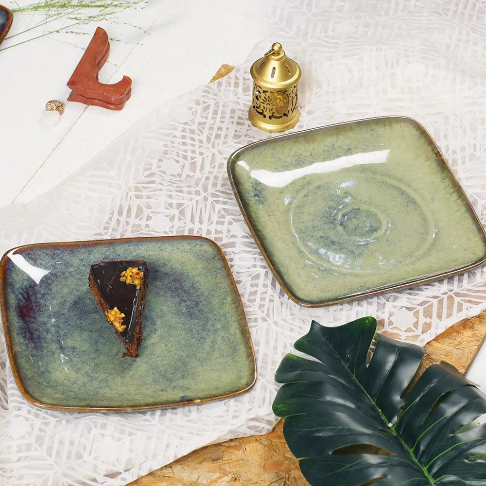 Amalfiee 10" Handmade Navhara Ceramic Square Serving Platter Set of 2 Amalfiee_Ceramics