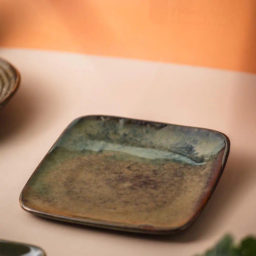 Amalfiee 10" Handmade Navhara Ceramic Square Serving Platter Set of 2 Amalfiee_Ceramics