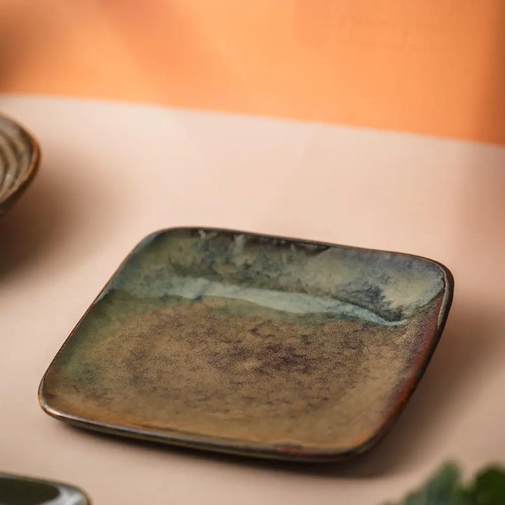 Amalfiee 10" Handmade Navhara Ceramic Square Serving Platter Set of 2 Amalfiee_Ceramics