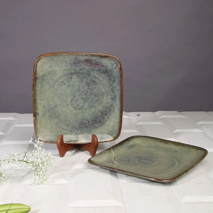 Amalfiee 10" Handmade Navhara Ceramic Square Serving Platter Set of 2 Amalfiee_Ceramics
