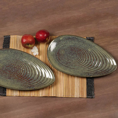 Amalfiee 11" Handmade Navhara Ceramic Serving Platter Set of 2 Amalfiee_Ceramics