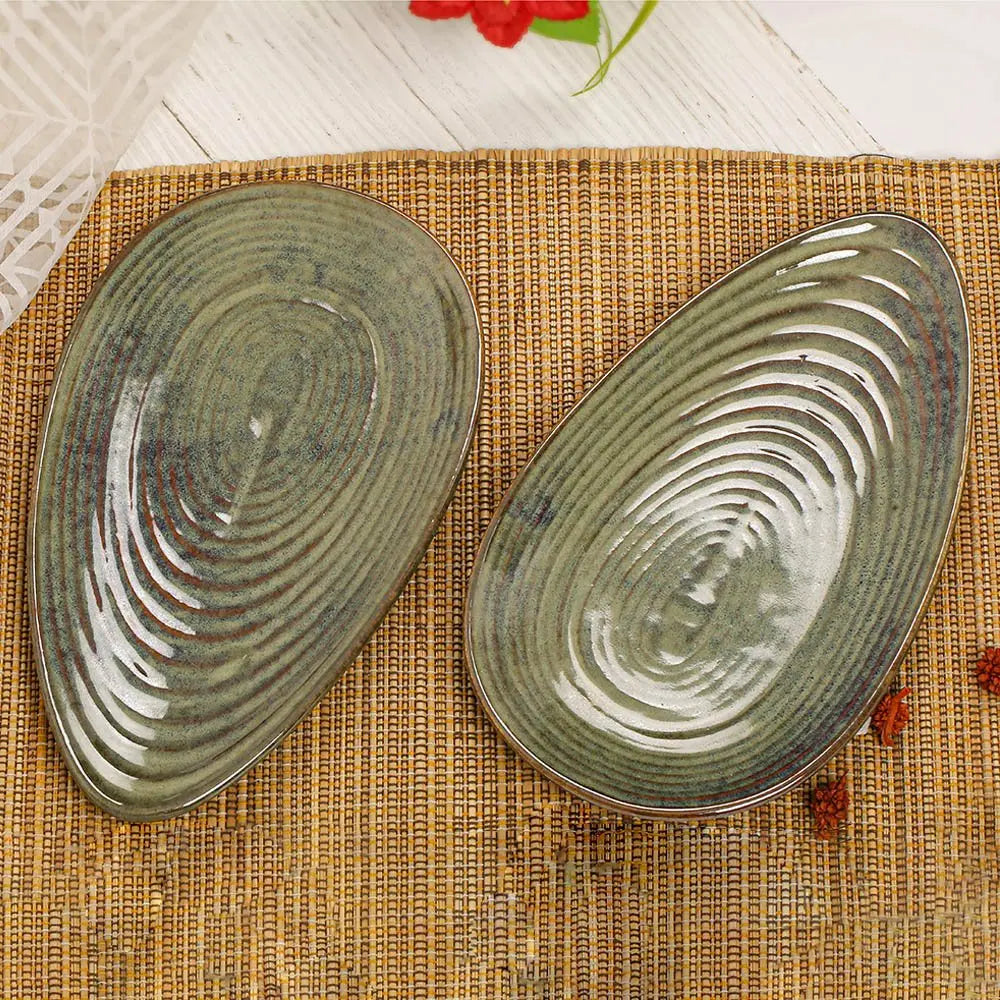 Amalfiee 13" Handmade Large Navhara Ceramic Serving Platter Set of 2 Amalfiee_Ceramics