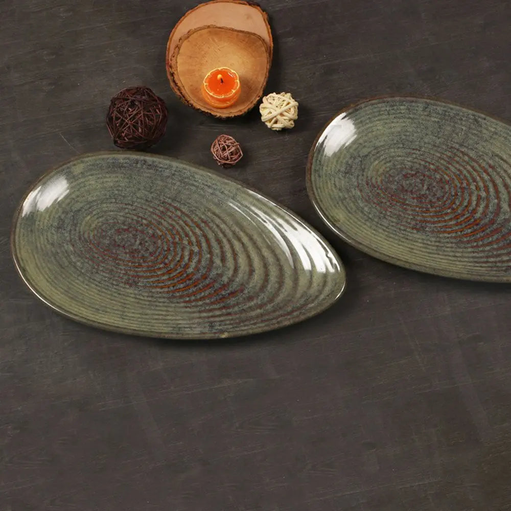 Amalfiee 13" Handmade Large Navhara Ceramic Serving Platter Set of 2 Amalfiee_Ceramics