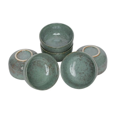Amalfiee 4.5" Handmade Komal Green Yogurt Ceramic Bowl Katori Set of 6 Amalfiee_Ceramics
