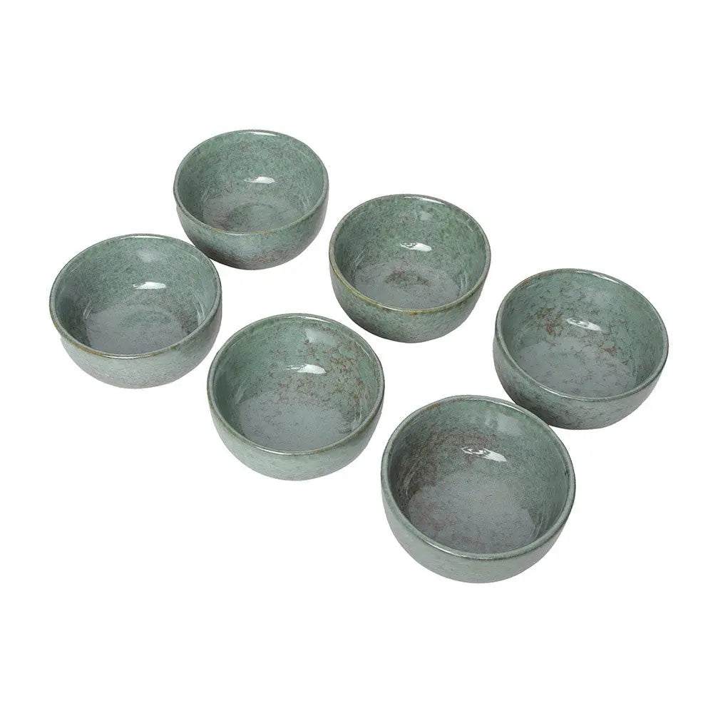 Amalfiee 4.5" Handmade Komal Green Yogurt Ceramic Bowl Katori Set of 6 Amalfiee_Ceramics