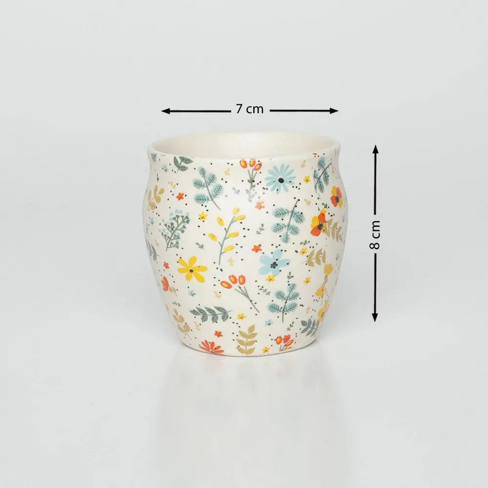 Amalfiee Floral Print Handmade Ceramic Tea Kulhad Set of 6 Amalfiee_Ceramics
