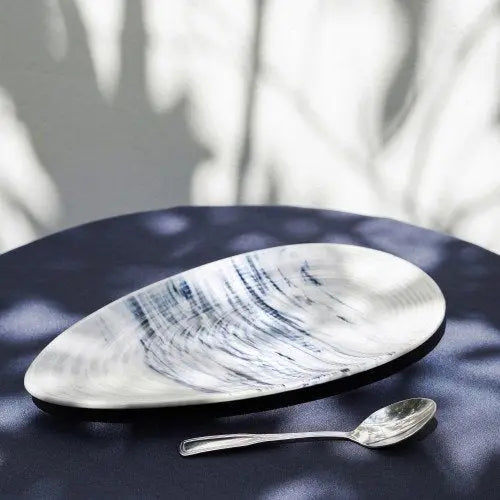 Amalfiee Handmade 13" Syaahee Ceramic Oval Serving Platter Amalfiee_Ceramics