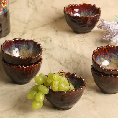 Amalfiee Handmade 3.5" Vriksh Ceramic Portion Bowl Set Of 6 Amalfiee_Ceramics