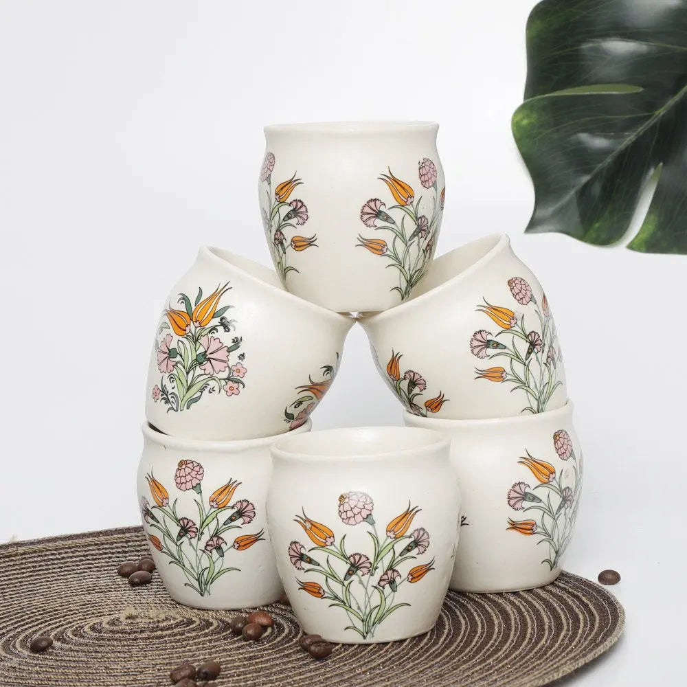 Amalfiee Handmade 300ml Orange Tulip Ceramic Tea Kulhad Set of 2 Amalfiee_Ceramics