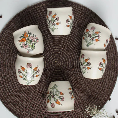 Amalfiee Handmade 300ml Orange Tulip Ceramic Tea Kulhad Set of 2 Amalfiee_Ceramics