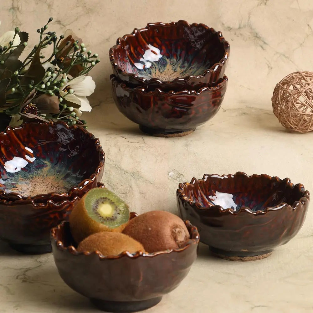 Amalfiee Handmade 5" Vriksh Ceramic Soup Bowl Set Of 6 Amalfiee_Ceramics