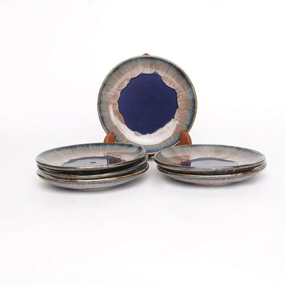 Amalfiee Handmade 7" Gulchandani Ceramic Salad Quarter Dinner Plate Set of 6 Amalfiee_Ceramics