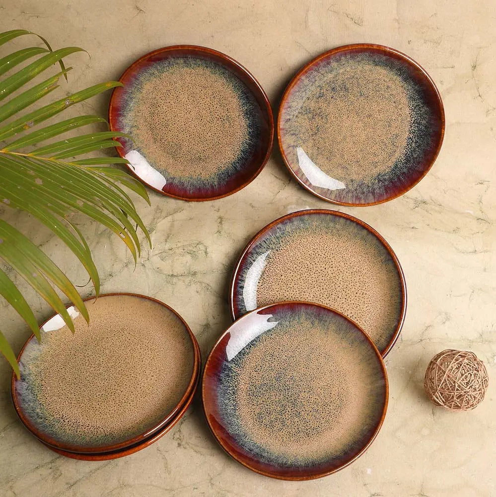 Amalfiee Handmade 7" Vriksh Ceramic Side Dinner Plate Set of 6 Amalfiee_Ceramics