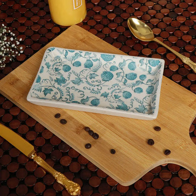 Amalfiee Handmade Blue Strawberry Print Ceramic Serving Tray Amalfiee_Ceramics